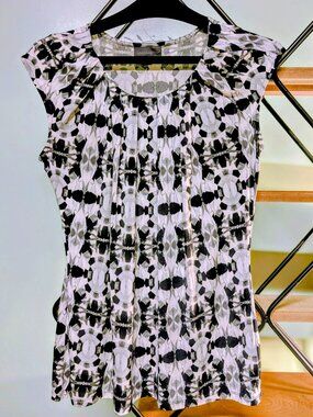 Pleated Cap Sleeve Blouse